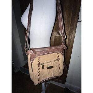 BOC Born Concept Tan Brown Leather Shoulder Bag Organizer Adjustable Straps